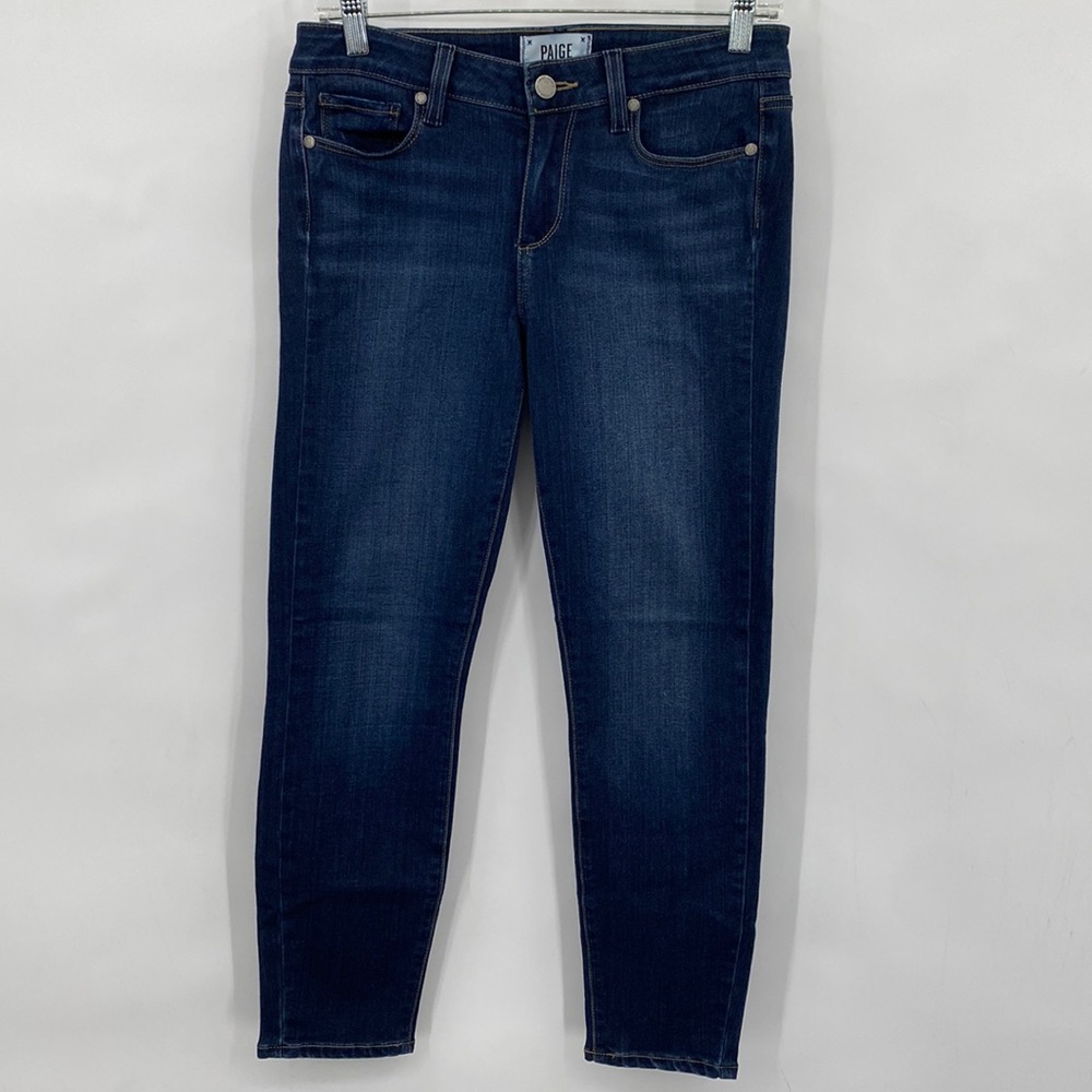 Paige Verdugo Crop Jeans Low Rise Medium Wash Whiskers Casual Size 28